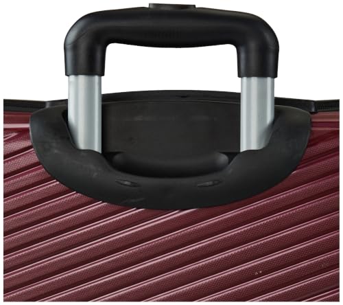 Image of Teakwood Large Size 8 Wheels Trolley Bag, Hard Cabin with Zipper Closure, Adjustable Push Button & Cross Side Strap, Number Lock System 360 Degree (Large, Maroon)