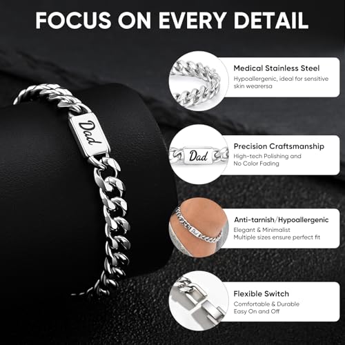 Pulsera para hombre en acero inoxidable estilo cadena cubana miniatura 4