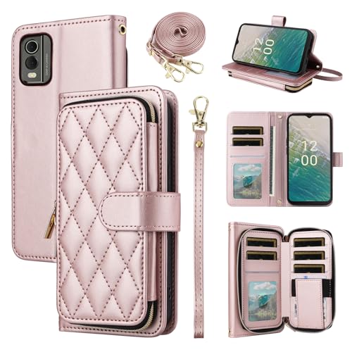 Coque Nokia C32 portefeuille en cuir synthétique avec 9 fentes de cartes