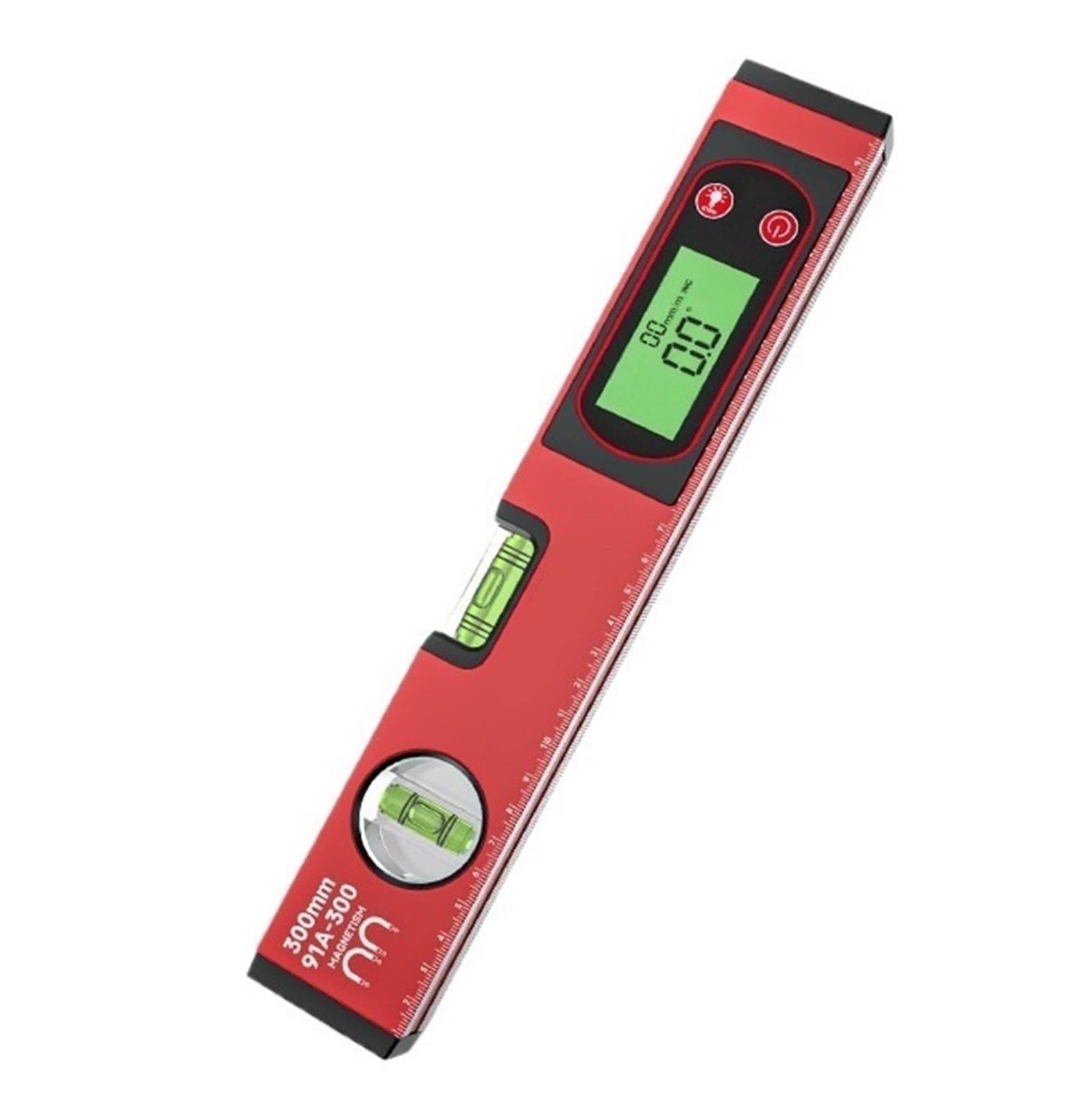Inklinometr cyfrowy, 30/40/50cm Elektroniczny Cyfrowy Wyświetlacz Linijka Poziomu Magnetyczny Miernik Kąta Kątomierz Ze Stopu Aluminium Inklinometr 90 Stopni dla Stolarki, Budownictwa(Red-30cm)
