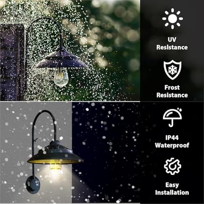 Solar Wall Lights Outdoor - Waterproof with Motion Sensor - Solar Barn Light Outdoor Rustic Sconce Lights for Porch Yard Garage Chicken Coop & Shed Farmhouse£¨Black£©