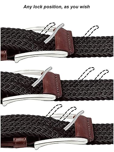 Elastic Braided Belt for Men - Stretch Canvas Woven Casual Waist Band Web Belt 41" for Work Travel Sports Men Women3