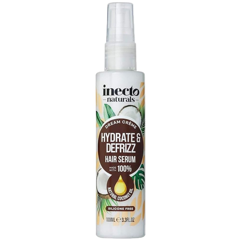 Inecto Naturals Hydrate Defrizz Dream Crème Coconut Oil Hair Serum 100ml Pack of 1 Dry Damaged Hair Repair for Smooth Shiny Curly Hair Organic Silicone FREE with Welari Thank You Card | (1pack) (100g)