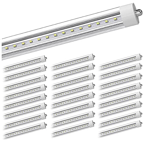 LEDIARY 25-Pack 8FT LED Tube Light, for T8 or T10 or T12 Flourescent Light Bulbs (120W) Replacement, 45W 5200LM 6000K, FA8 Single Pin Base, Dual Ended Power, Ballast Bypass