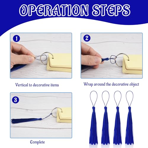 Image of 100 Pcs Bookmark Tassels Bulk Royal Blue Soft Craft Silky Handmade Mini Tassels for Jewelry Making with Loops for DIY Craft Accessory Dress Decoration