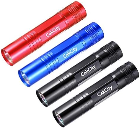 4 Pack LED Pocket Torch Ultra Bright IP44 Outdoor Waterproof Black Portable Small Flashlight with Aluminum Alloy and Keyring for Camping Walking Hiking Climbing etc