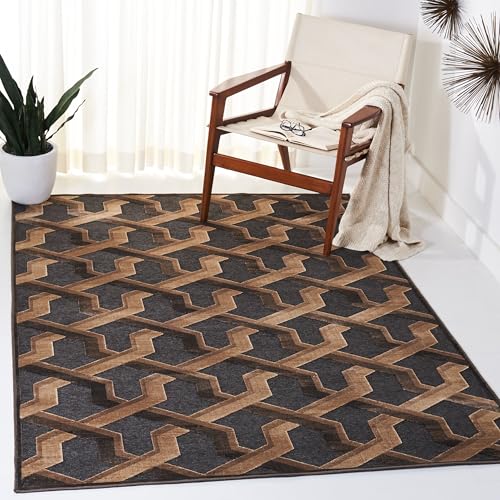 SAFAVIEH Paradise Collection Accent Rug - 4' x 5'7", Soft Anthracite, Art Deco Viscose Design, Ideal for High Traffic Areas in Entryway, Living Room, Bedroom (PAR354-3330)
