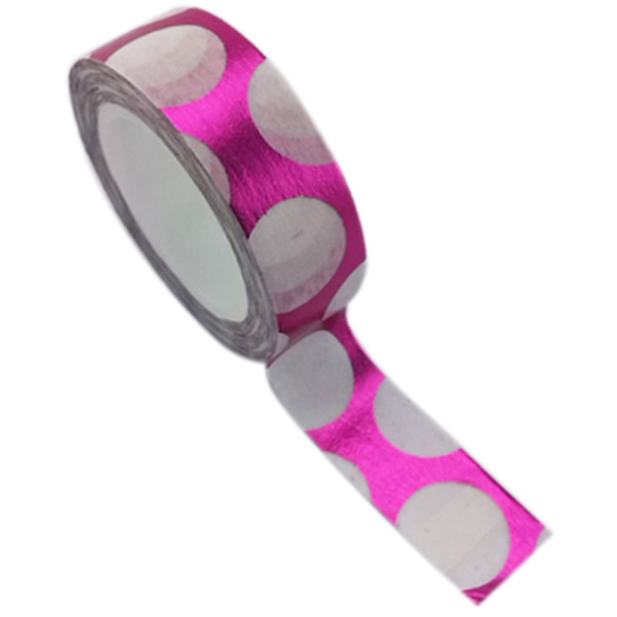 Bandes de washi fuchsia à grands pois blancs 15mm x 10m