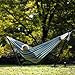 Vivere Double Cotton Hammock with Space Saving Steel Stand, Upgraded Polyester End Strings 450 lb Capacity - Premium Carry Bag Included - USA Grown Cotton (Oasis)