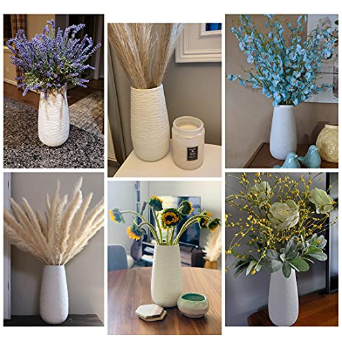 D'vine Dev 10 Inch Modern White Ceramic Vase, Oval-Shaped, Textured Flower Vase With Design Box Packaged, Vs-Tw-10T #TOP6