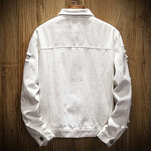 Jean Jacket for Men, Classic Ripped Slim Denim Jacket Men's Trucker Jacket Cowboy Cut Western Denim Jacket3