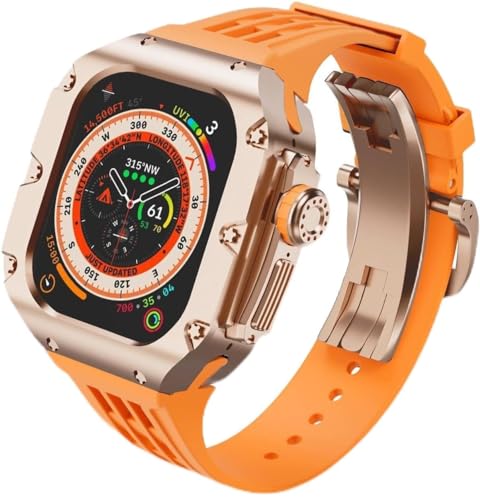 BDNJN Kit de correa de goma de titanio para reloj Apple Watch Ultra2 Ultra8 de 49 mm, estilo RM, accesorios de repuesto para iWatch de 49 mm, For Ultra 49MM, Ágata