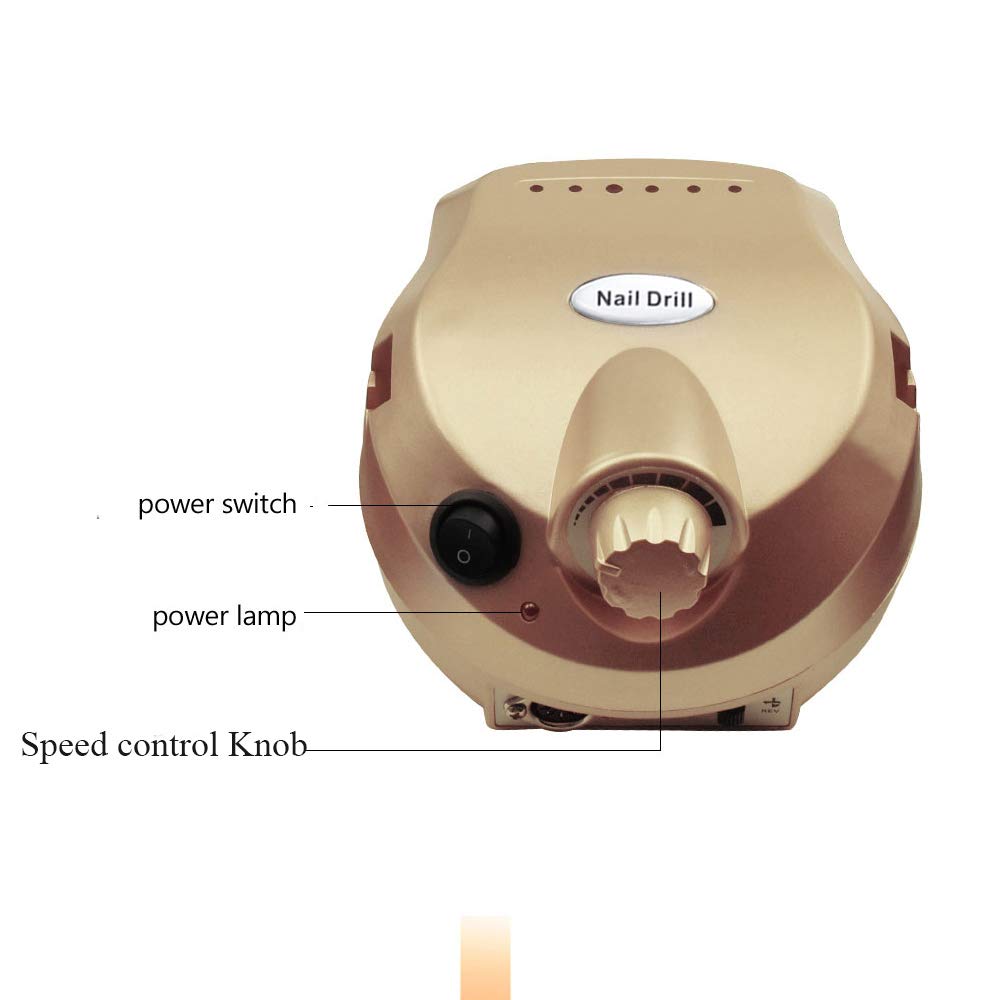 Máquina Perforadora de uñas Máquina de Taladro uñas 3500 0RPM Aparato máquina manicura Profesional para el Kit pedicura Herramienta Archivo eléctrico(White-202)