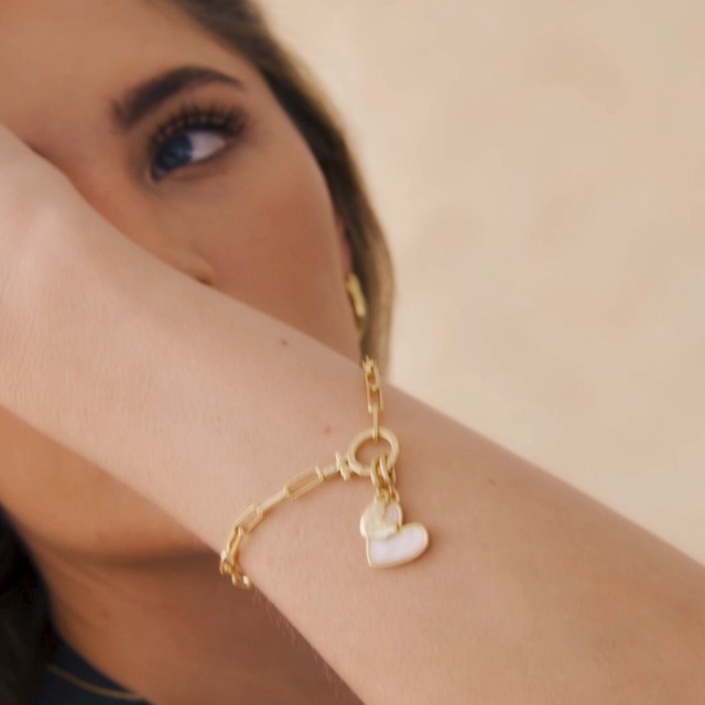 Amazon.com: Mint & Lily Mother of Pearl Initial Heart Bracelet