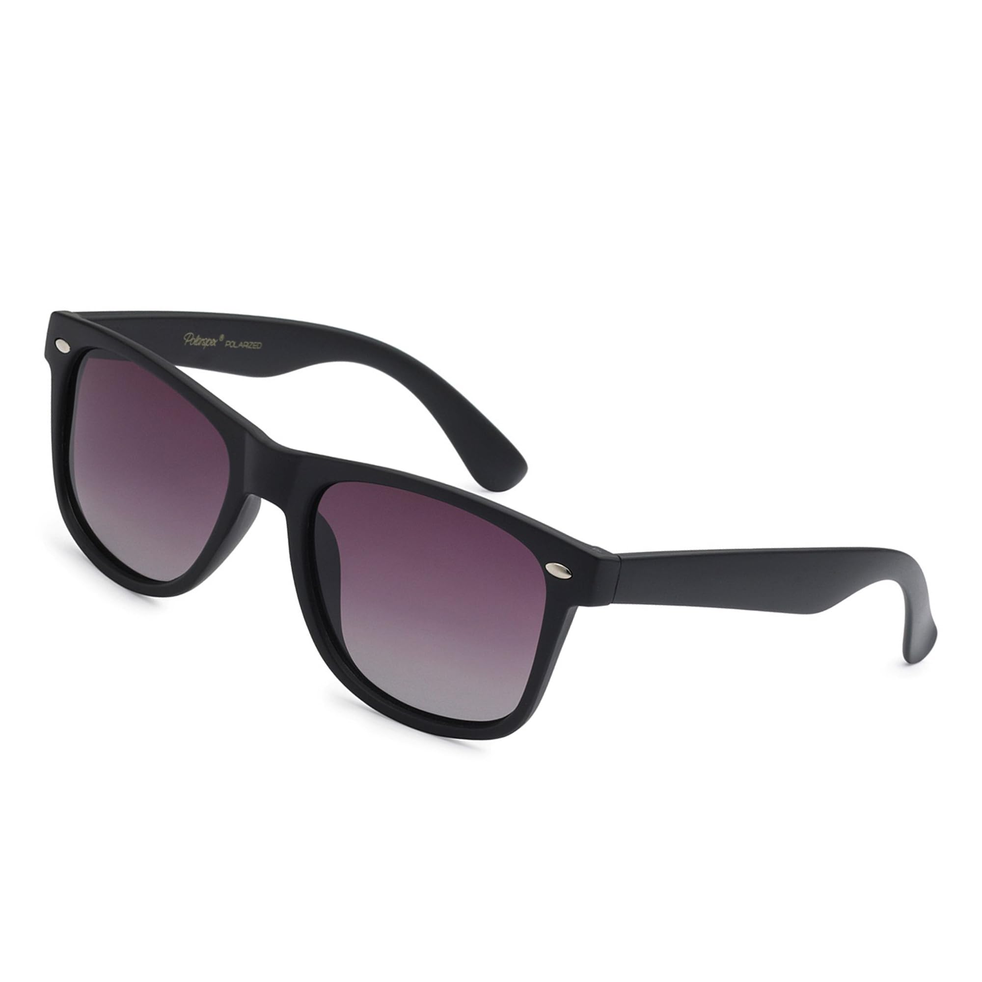 PolarSpex Mens Sunglasses - Retro Sunglasses for Men, Polarized Sunglasses for Womens - Cool Shades for Driving, Fishing, Matte Black | Faded Smoke, L