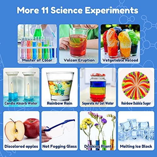 D-FantiX 37Pcs Kids Science Experiments Kits for Toddlers Science Kits for Kids 3+ Girls, Boys Kids Toys Gift w/ Goggles Scientist Coat Costume STEM