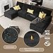 U-Shaped Sectional Sofa with Double Chaise,Linen Fabric 4-Seat Modern Couch, Removable Pillows for Apartment Living Room, Black