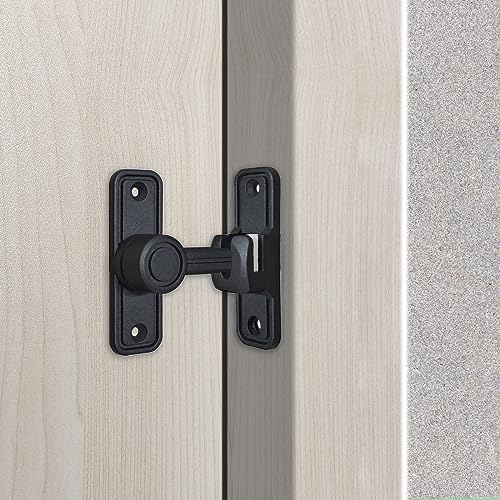 WANLIAN 90 Degree Barn Door Lock Zinc Alloy Heavy Duty Sliding Door Lock Pocket Door Lock for 180 Degree, Black