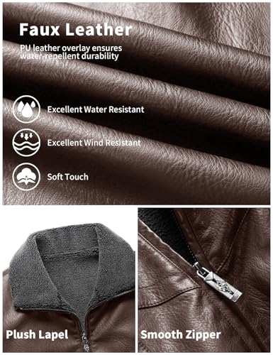 Image of PEGENO Men's Stand Collar Leather Jacket Lightweight Faux Leather Motorcycle Jacket