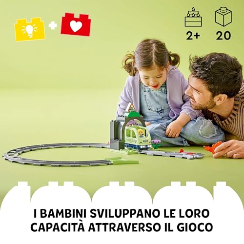 DUPLO Town Pack di Espansione Tunnel e Binari Ferroviari - Gioco Didattico con 10 Pezzi di Rotaie, Scambio a 2 Vie e Mattoncino Interattivo - Regalo per Bambini e Bambine da 2 Anni in su - 10425 - Lego - Immagine 1
