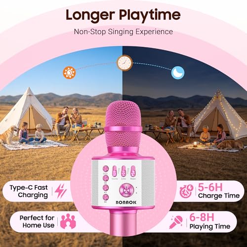 Image of BONAOK Bluetooth Karaoke Microphone, Portable Mic for Adults Kids