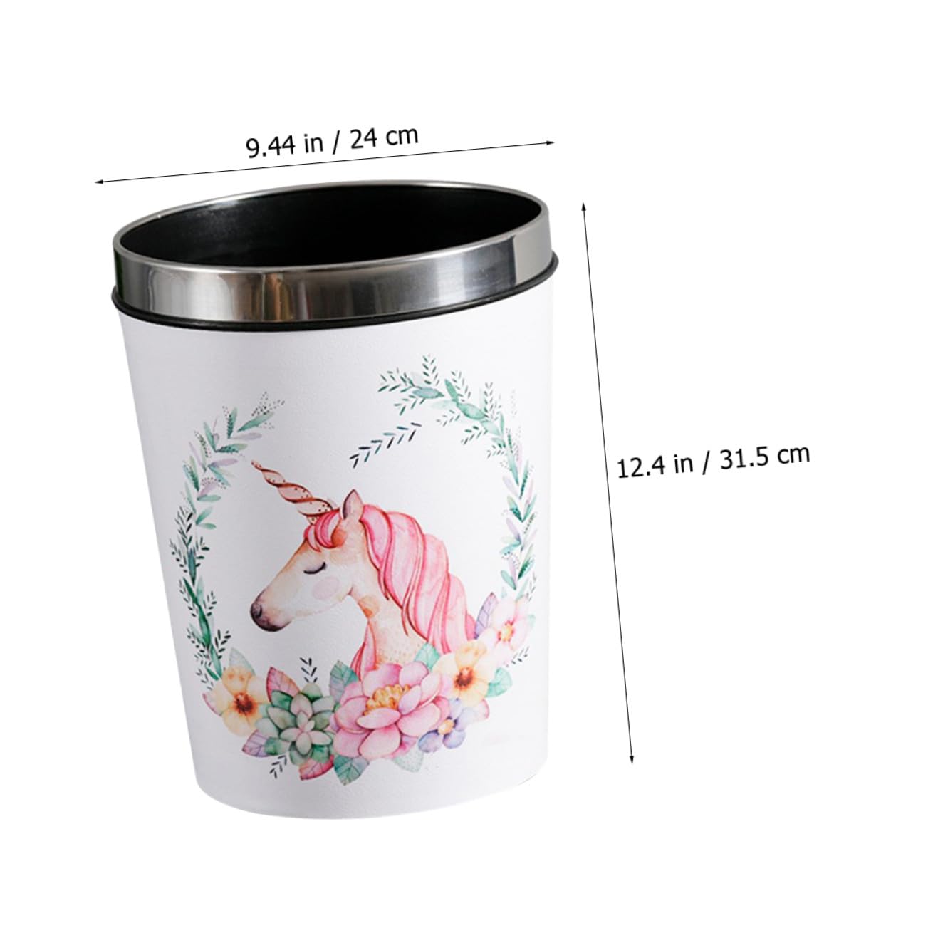 Gadpiparty Einhorn Mülleimer Rund mit Praktischem Pressring Bunter Abfallkorb für Kinderzimmer und Haushalt Stabiler Papierkorb für Abfälle und Kleine Müllreste Wiederverwendbar und Leicht