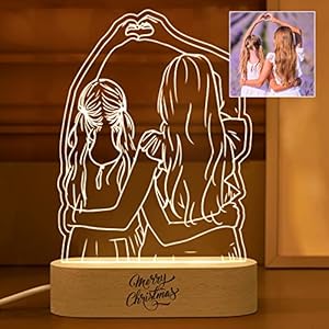 goee Foto Personalizzata Personalizzata Lampada 3D Testo Camera da Letto Personalizzata Luce Notturna Anniversario di Matrimonio Compleanno Regalo Festa della Mamma (1 Color)