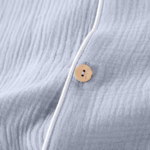 Xiaojmake Pajamas Matching Set for Men Summer Fall Button Down Sleepwear Short Sleeve Lapel Cozy 2Pcs Loungewear Pjs Sets4