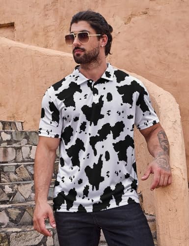 Men's Golf Shirt Funny Polo Shirts Button Up Short Sleeve Party Outfit Shirt for Men3