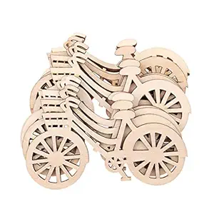 AKOAK 10 Count Wooden Bicycle Ornaments DIY Handmade Bike Cutout Veneers Slices Crafts for Home Christmas Birthday Engagement Festival Party Decorations