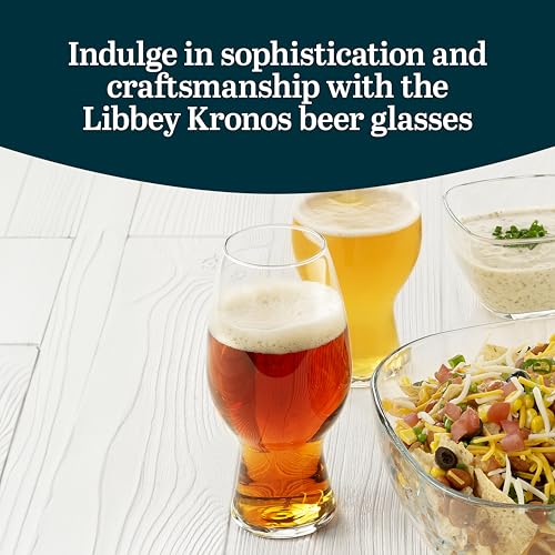 Image of Libbey Entertaining Essentials Tall Craft Beer Glasses - Elegant Beer Glass Set of 6 - IPA Tulip Glasses for Imports, Indian Pale Ales, & Classics