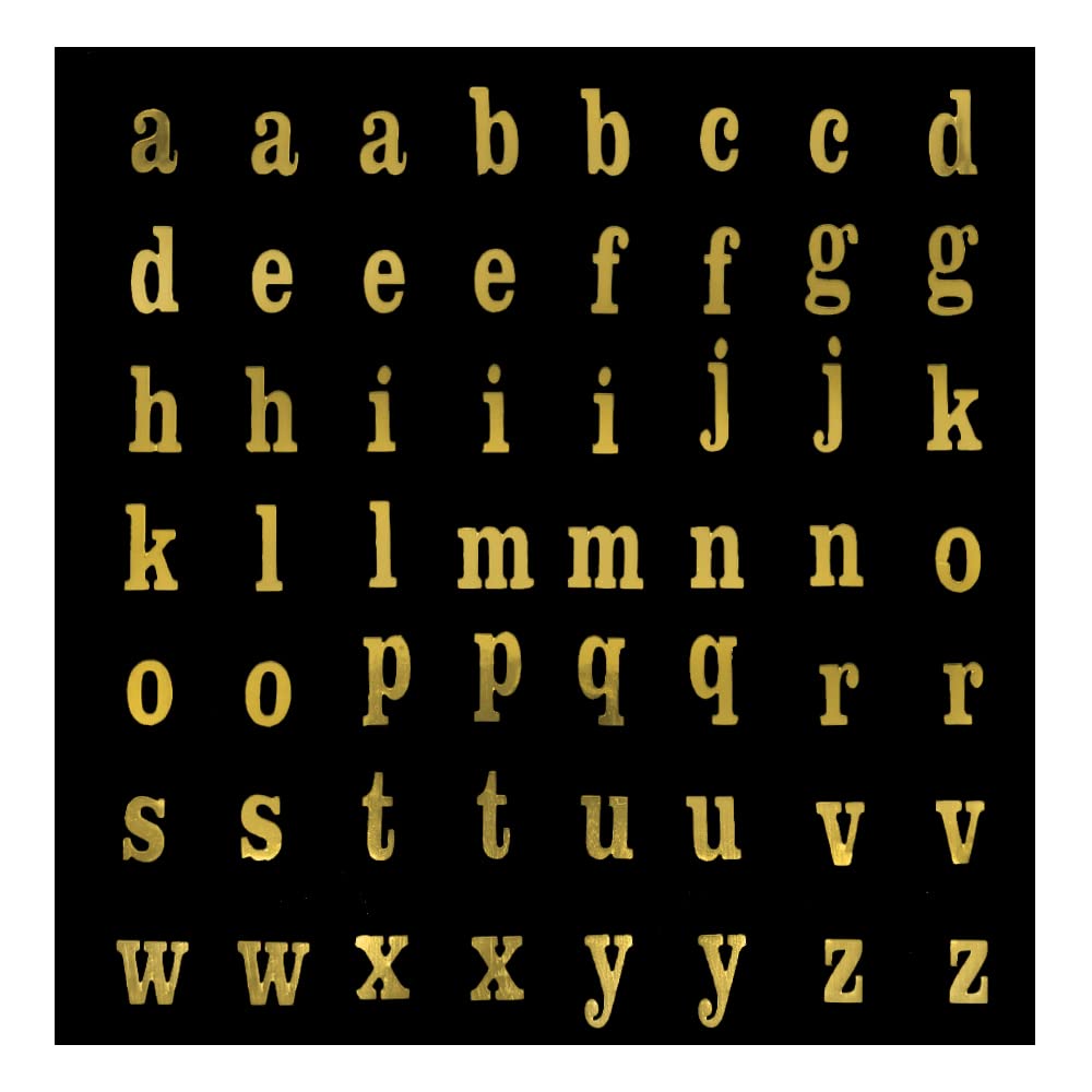 Comet Busters Self-Adhesive Lowercase Metallic Finish Alphabet Stickers for Art & Craft, Decorations, Projects, School Work (Gold) (Letter Size : 10 mm) (STR219)
