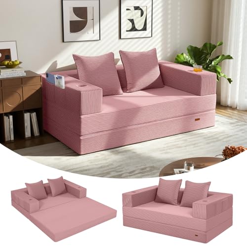 COMAX Futon Sofa Bed, 4‑in‑1 Convertible Sofa Bed, Folding Boneless Couches for Living Room,...
