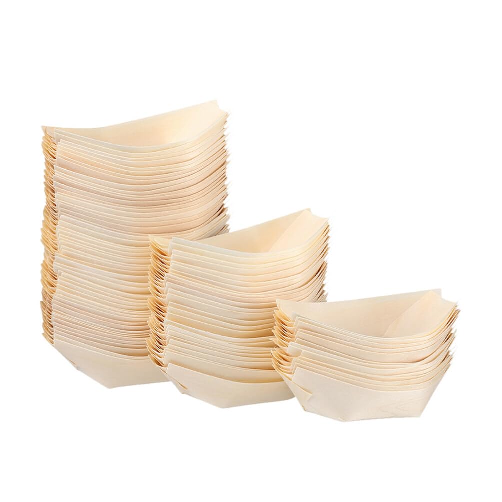50pcs Boat Shaped Sushi Plate Snack Tray Sushi Containers Wood Sushi Tray Sushi Tray Wood Wooden Sushi Boat Sushi Serving Bowl Wooden Bowls Wood Sushi Plates Wood Boat Plates