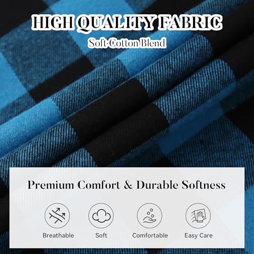 Image of WARHORSEE Flannel Shirt for Men Long Sleeve Button Down Plaid Shirts