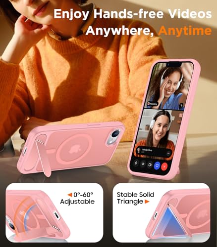 Image of Magnetic Compatible with iPhone 17e Case & iPhone 16e Case,[Built-in Invisible Kickstand][Compatible with MagSafe][Military Grade Shockproof] Slim Translucent Matte Case for iPhone 16e /17e 6.1 inch