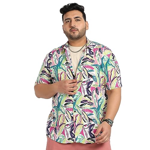 Image of Instafab Plus Men's Shirt for Casual Wear | Spread Collar | Short Sleeve | Button Closure | Plus-Size Fit | Cotton Shirt Crafted with Comfort Fit for Everyday Wear