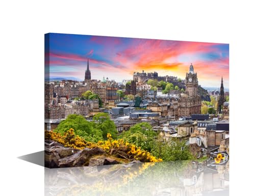Edinburgh Castle Scotland Canvas Wall Art Edinburgh Scotland Home Decor 1 Piece Wall Decorations UK Wall Paintings Artwork for Home Walls Framed Ready to Hang Posters and Prints (12''Wx 18''H)