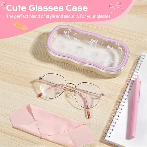 Image of MoKo Glasses Case Hard Shell, Cute Eyeglass Case for Reading Glasses, Clear Eyeglasses Case for Women Girls