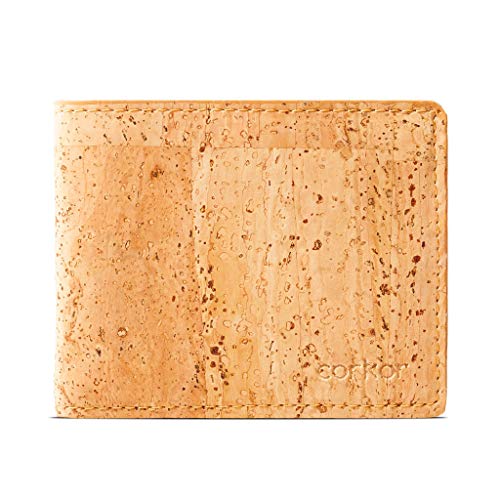 Corkor - Cartera de Corcho Vegano para Hombre, sin crueldad, sin Piel - Marron Claro - Small Cover