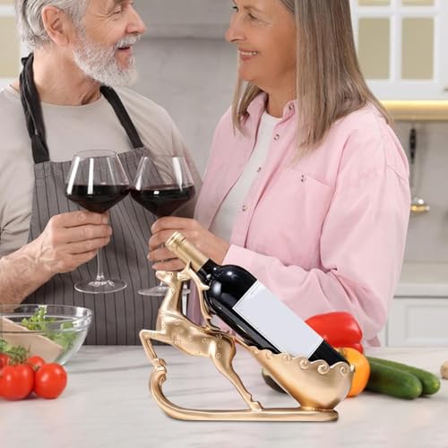 Étagère de rangement de vin vintage cerf sculpté et chariot dore d'art - 4