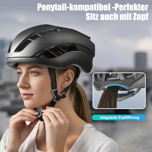 Fahrradhelm Herren Damen, Leichter Fahrradhelm Erwachsene für City & Rennrad mit Magnetverschluss, 16 Belüftungsöffnungen, CE EN1078… – Ansicht 6