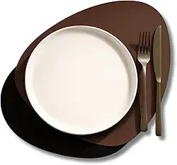 Jogo Americano Sousplat Dupla Face em Couro Ecológico Formato Orgânico Resistente, Impermeável e Fácil de Limpar, Elegante para Mesa Posta e Decoração Couse (8)