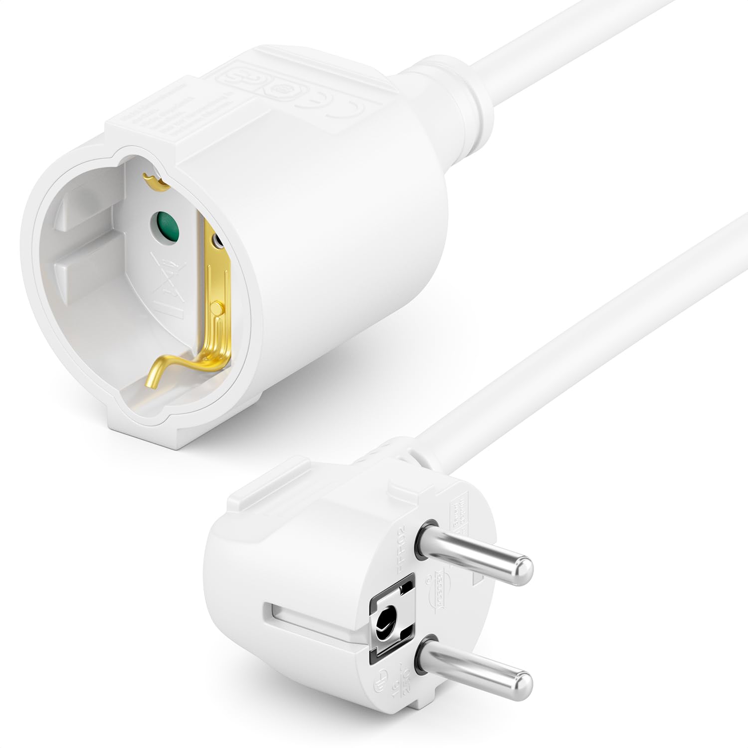 deleyCON 3,0m Cordon Alimentation Rallonge Contact Protection Câble électrique Extension 16A 3680W Usage Domestique Bureau Atelier Multimédia Blanc
