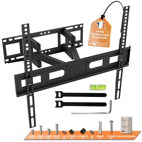 Support mural pour téléviseur articulé EasyLife E80 parfait pour grand écran de salon
