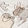 MOTHER-K Travel Baby Bottle Drying Rack Set - Baby Bottle Cleaner Kit with Cleanser and Mini Silicone Bottle Brush, Portable Bottle Drying Rack for Home and Travel (Cream Mocha)