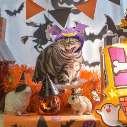 Sombrero para mascotas Halloween Murciélago pequeño ajustable miniatura 5