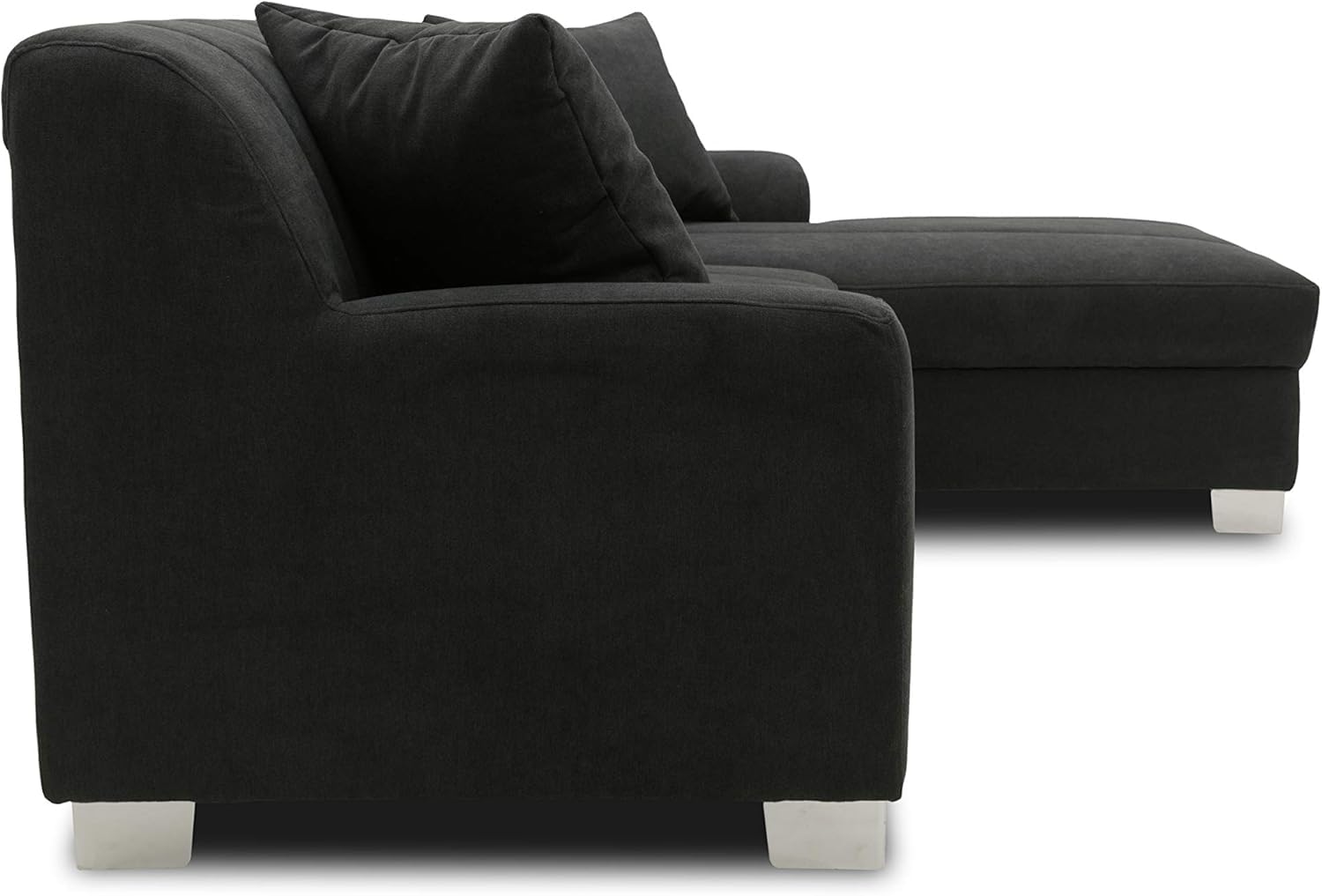 DOMO. collection Divano angolare Capri, divano a forma di L, divano ad angolo, divano ad angolo, 239 x 152 x 75 cm (larghezza x profondità x altezza), nero