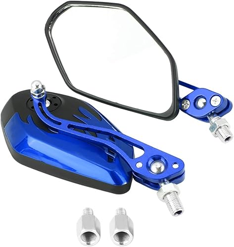 Espejo retrovisor, 1 par de espejos retrovisores universales para motocicleta, motocicleta, scooter, patrón de llama de aluminio, espejos