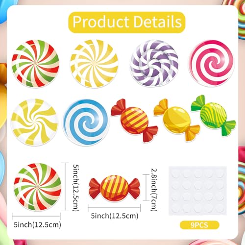 Image of Vuzvuv 90Pcs 5In Candy Paper Cutouts with 180Pcs Glue Points,Candy Cut Outs Bulletin Board Decorations for Birthday Party Theme Decor Supplies